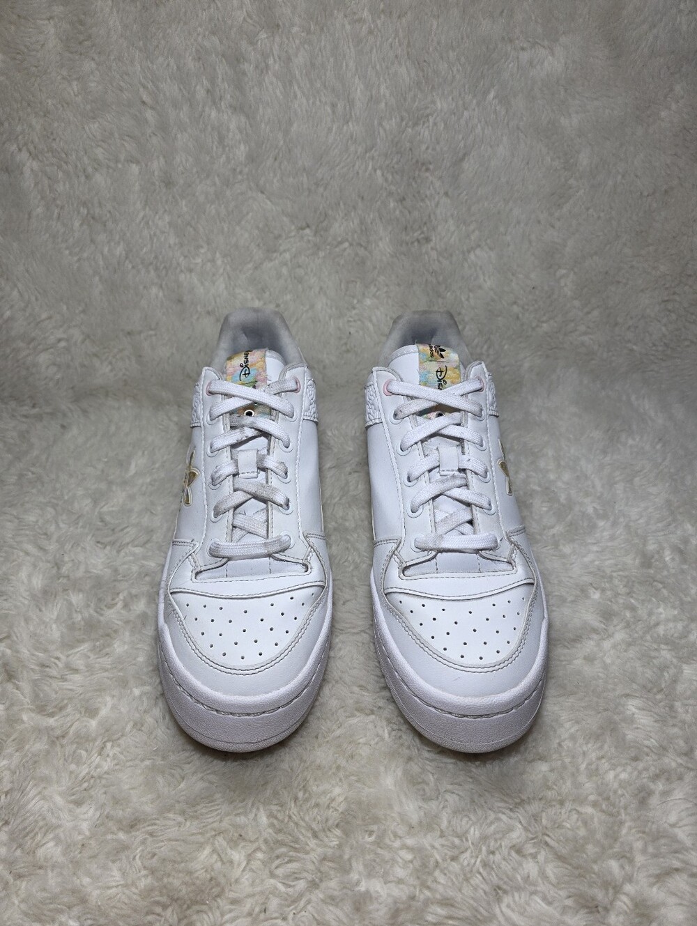 Adidas x Disney Forum Bold Platform Sneakers White Floral Rose Belle Sz 8 GW8571 - Picture 3 of 10